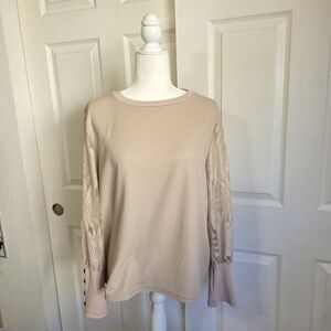 Elegant Lace Sleeve Women's Blouse in Cream (MEDIUM)
